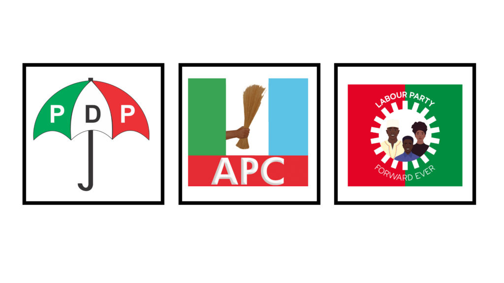 Image showing the Nigerian Labour Party logo in comparison with the other two big parties
